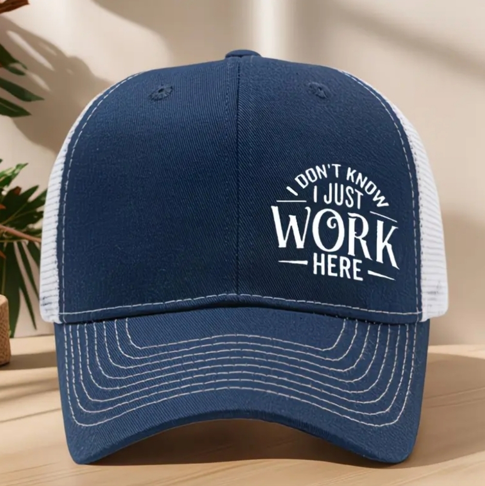 New Funny Trucker Hat “I Don’t Know I Just Work Here” Mesh Cap Snap Back